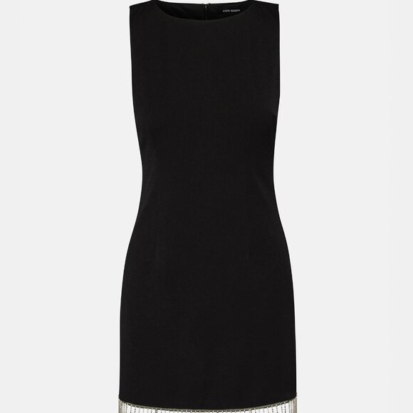 Steve Madden Elenora Dress | Black | Size 4 | Rhinestone Fringe Mini Bodycon - Picture 4 of 8